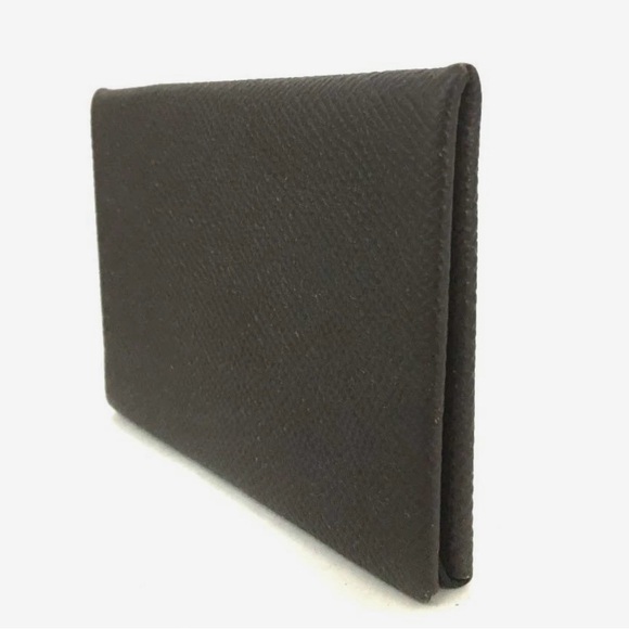 ❌SOLD❌ Hermes Dark Brown Epsom Leather Calvi Card Case - Picture 3 of 6